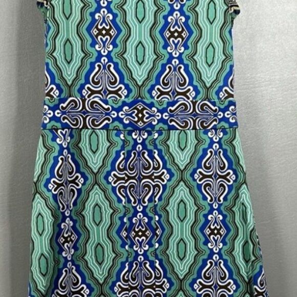 Tory Burch Silk Blue and Green Patterned Mini Dress Small NWT $375 - Picture 3 of 5